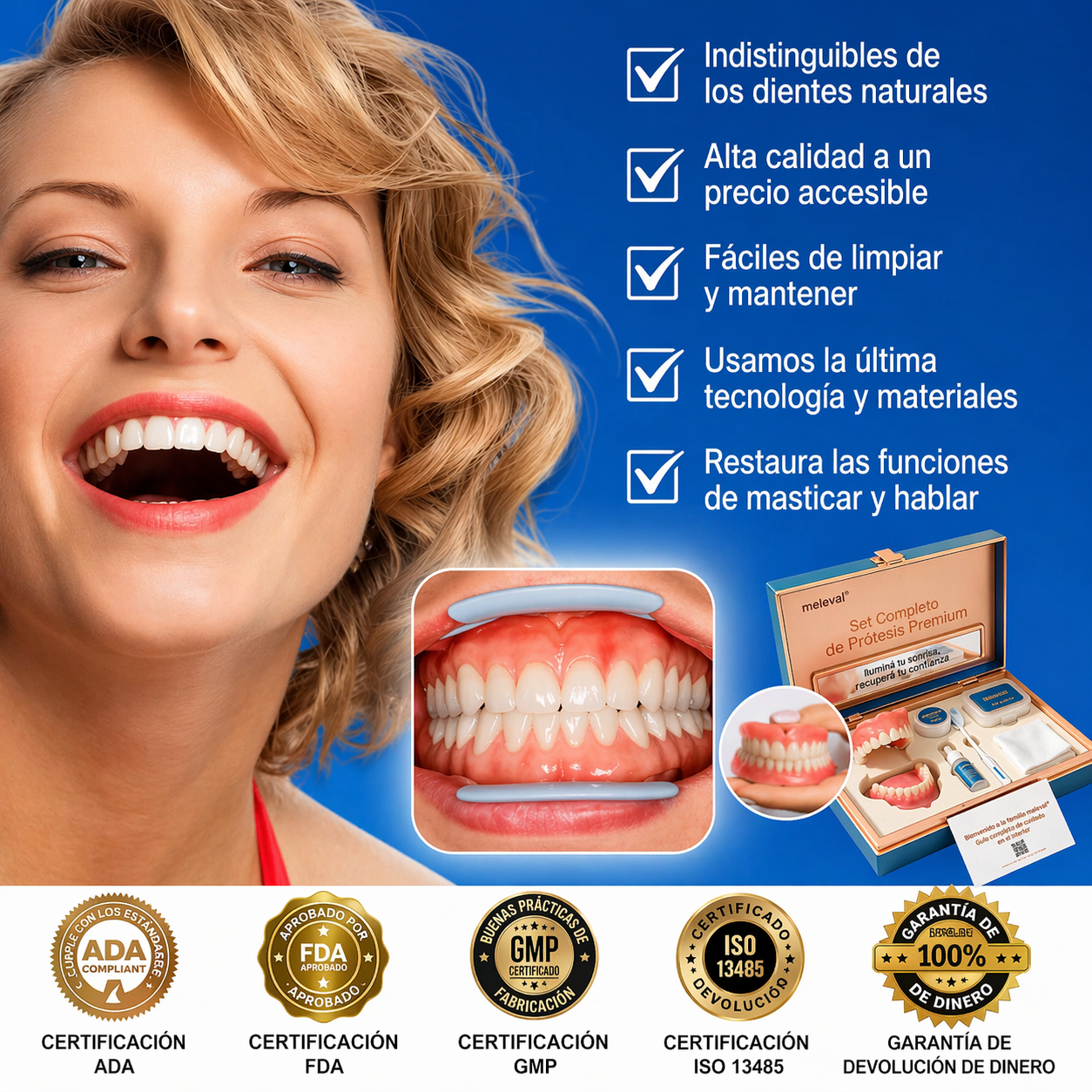🎁🌎Ends Today: 70% OFF! ⏰meleval® Medical Full Denture with Strong Suctiond🦷Obtain American Dental Association (ADA) Certification
